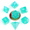 10mm Mini Stardust Acrylic Poly Dice Set: Turquoise (7) - Lost City Toys
