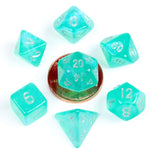 10mm Mini Stardust Acrylic Poly Dice Set: Turquoise (7) - Lost City Toys