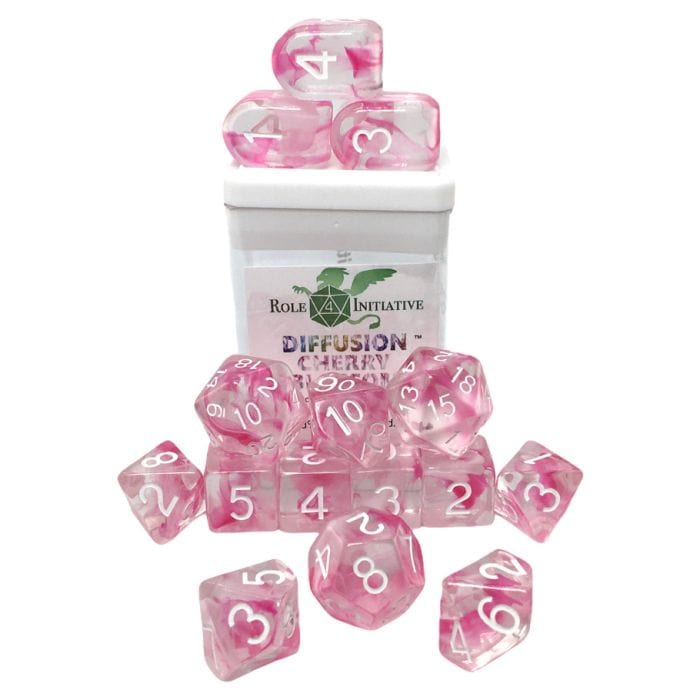 15 - Set Dice Diffusion Cherry Blossom with White with Arch'd4 & Balance'd20 - Lost City Toys