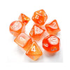 7 - Set Tube Lab Dice Borealis Luminary Blood Orange with White - Lost City Toys