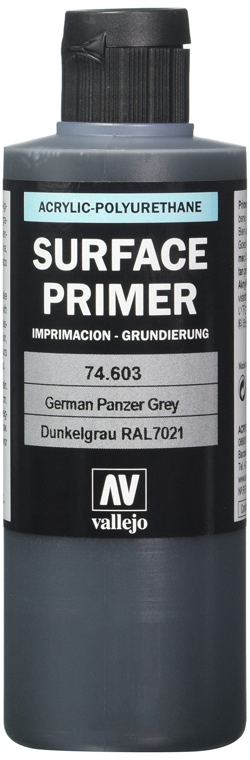Acrylicos Vallejo, S.L. Accessories Acrylicos Vallejo Auxiliary Products: German Panzer Grey RAL 7021 (200ml)