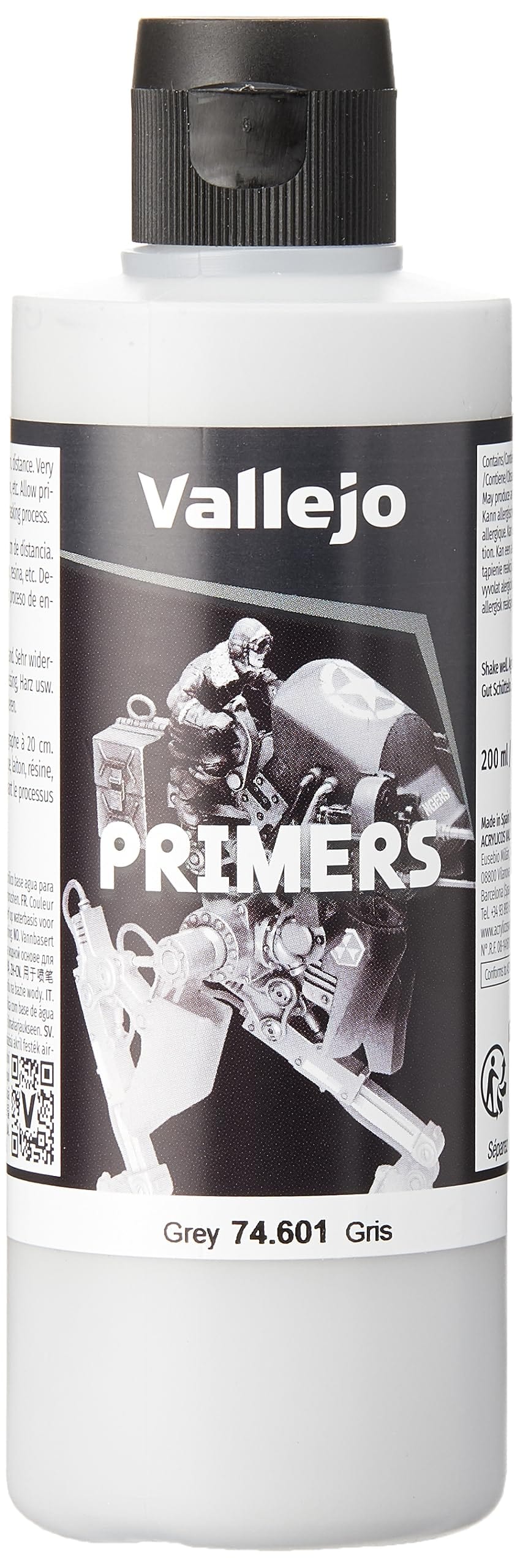 Acrylicos Vallejo, S.L. Accessories Acrylicos Vallejo Auxiliary Products: Grey Primer (200ml)