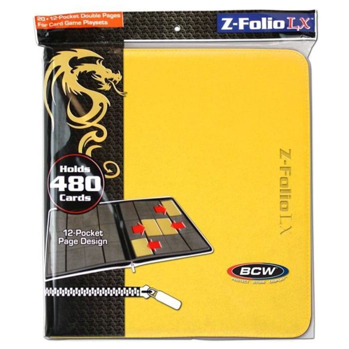 BCW Diversified Binder: 12 - Pocket: Zipper Folio: LX Yellow - Lost City Toys