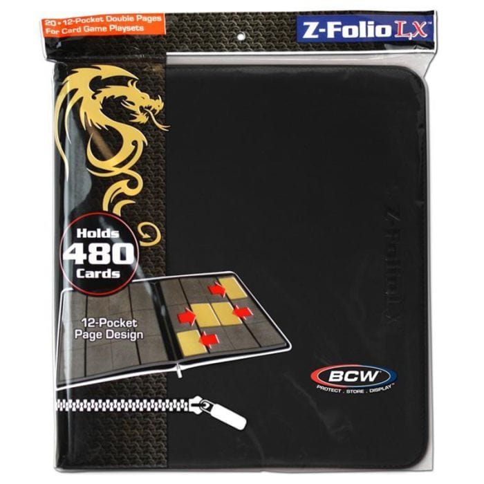 BCW Diversified Card Accessories BCW Diversified Binder: 12-Pocket: Zipper Folio: LX Black