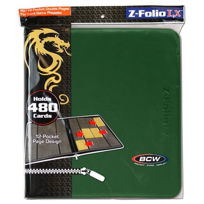 BCW Diversified Card Accessories BCW Diversified Binder: 12-Pocket: Zipper Folio: LX Green