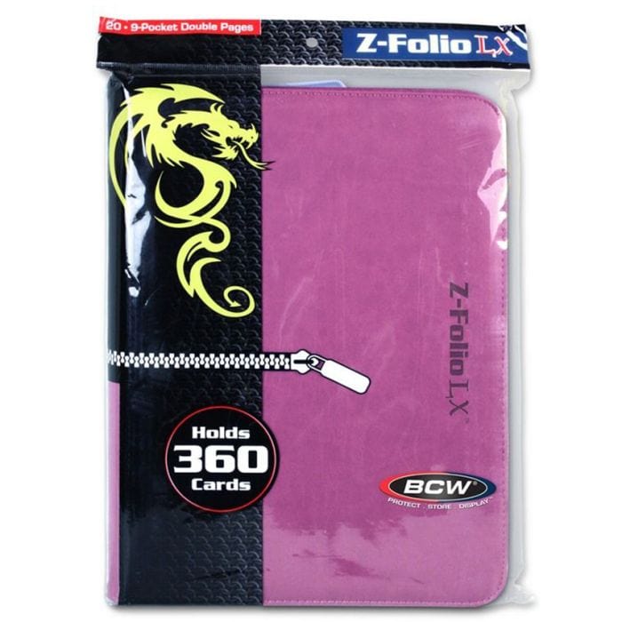 BCW Diversified Card Accessories BCW Diversified Binder: 9-Pocket: Zipper Folio: LX Pink