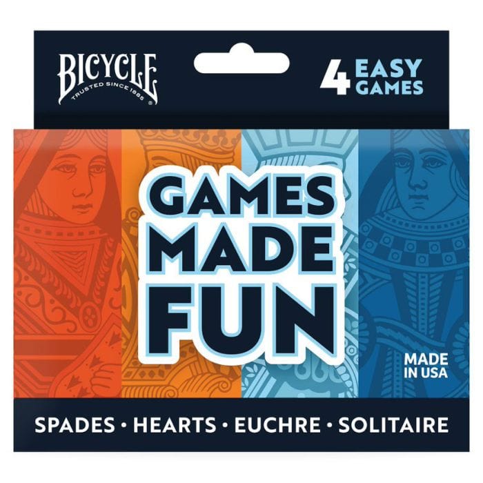 Bicycle Non Collectible Card Games Bicycle 4-Game Pack (Hearts Spades Euchre and Solitaire)