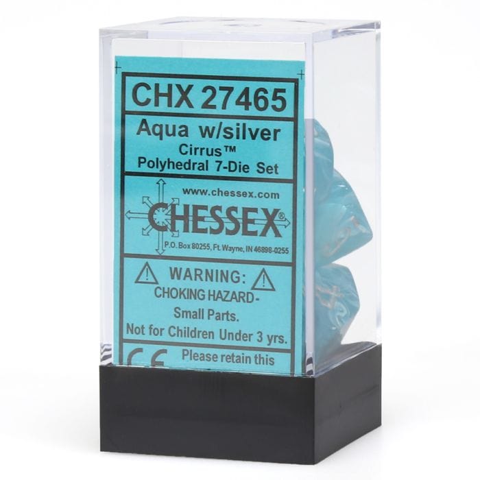 Chessex Manufacturing 7 - Set Cube Cirrus Aqua with Silver - Lost City Toys