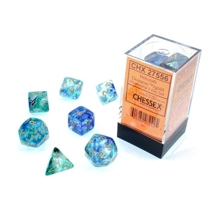 Chessex Manufacturing 7 - Set Cube Luminary Nebula Oceanic with Gold - Lost City Toys