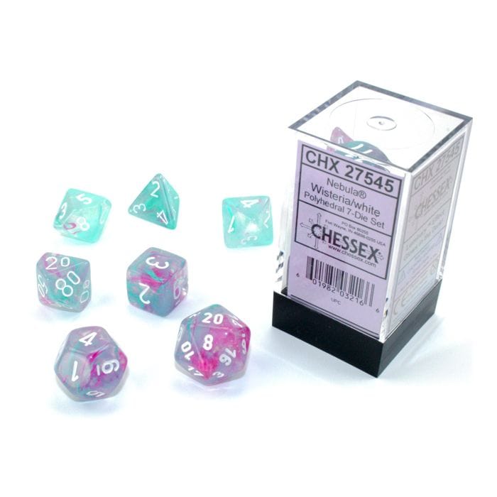 Chessex Manufacturing 7 - Set Cube Luminary Nebula Wisteria with White - Lost City Toys