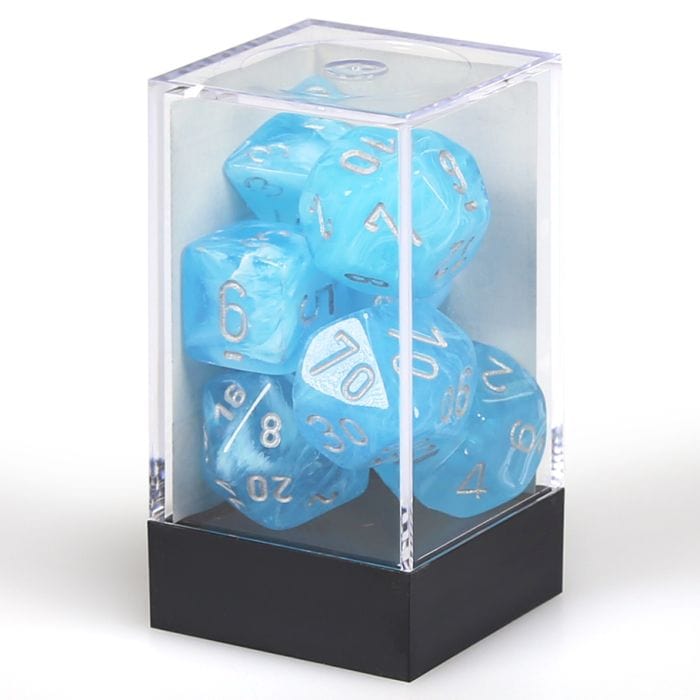 Chessex Manufacturing 7 - Set Cube Luminary Sky with Silver - Lost City Toys