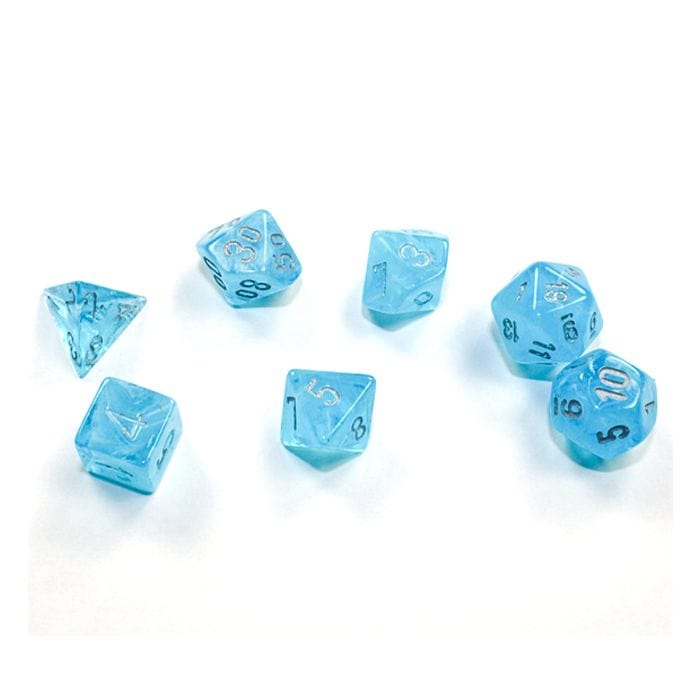 Chessex Manufacturing 7 - Set Cube Mini Luminary Sky with Silver - Lost City Toys