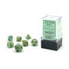 Chessex Manufacturing 7 - set Cube Mini Marble Green with Dark Green - Lost City Toys
