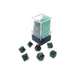 Chessex Manufacturing 7 - set Cube Mini Scarab Jade with Gold - Lost City Toys
