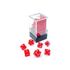 Chessex Manufacturing 7 - set Cube Mini Translucent Red with White - Lost City Toys