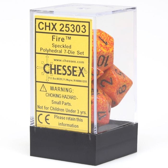 Chessex Manufacturing 7 - Set Cube Speckled Fire - Lost City Toys