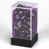 Chessex Manufacturing 7 - Set Cube Translucent Purple with White - Lost City Toys