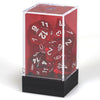 Chessex Manufacturing 7 - Set Cube Translucent Red with White - Lost City Toys