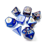 Chessex Manufacturing 7 - Set Tube Lab Dice Lustrous Azurite with Gold - Lost City Toys