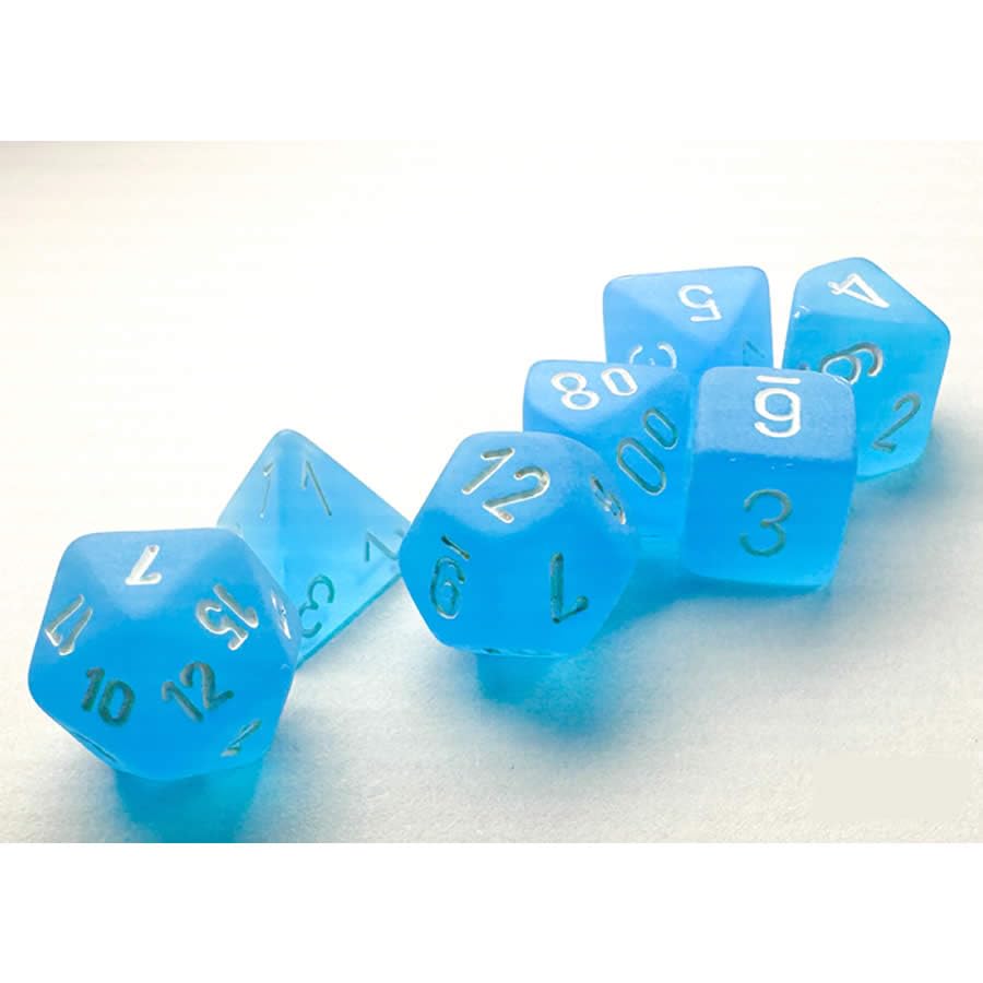 Chessex Manufacturing Accessories Chessex Manufacturing Frosted: Mini-Polyhedral Caribbean Blue/white 7-Die Set