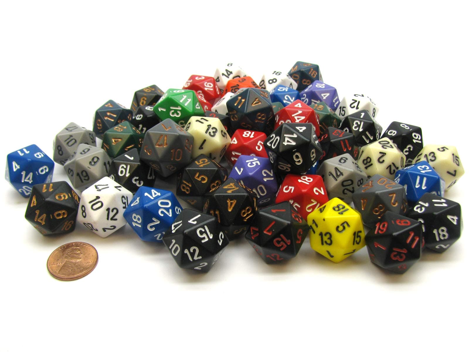Chessex Manufacturing Accessories Chessex Manufacturing Opaque: D20 Poly Assorted Bag of Dice (50)