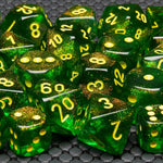 Chessex Manufacturing Accessories Dice Menagerie10: Poly Borealis D10 Maple Green/Yellow (10)