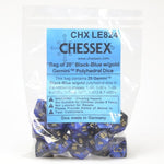 Chessex Manufacturing Assorted Bag of Gemini Black and Blue with Gold (20) - Lost City Toys