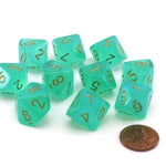 Chessex Manufacturing Borealis: Light Green/gold Luminary Set of Ten d10s - Lost City Toys