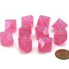 Chessex Manufacturing Borealis: Pink/silver Luminary Set of Ten d10s - Lost City Toys