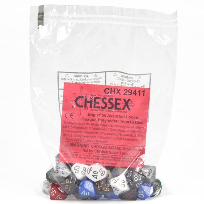 Chessex Manufacturing d10% Bag Opaque (50) - Lost City Toys