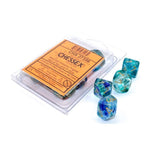 Chessex Manufacturing d10 Clamshell Luminary Nebula Oceanic with Gold (10) - Lost City Toys