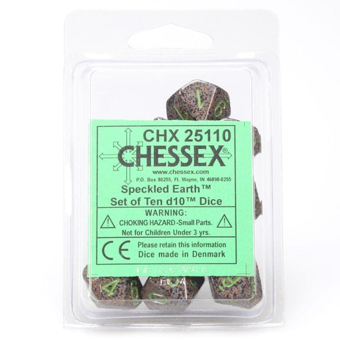 Chessex Manufacturing d10 Clamshell Speckled Earth (10) - Lost City Toys