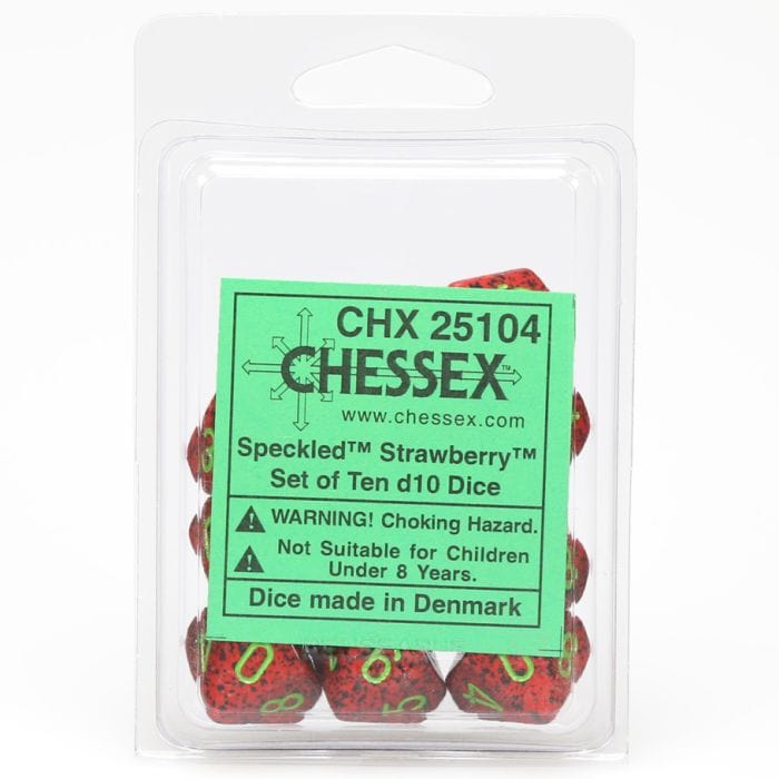 Chessex Manufacturing d10 Clamshell Speckled Strawberry (10) - Lost City Toys