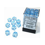 Chessex Manufacturing d6 Cube 12mm Borealis Luminary Icicle with Light Blue (36) - Lost City Toys