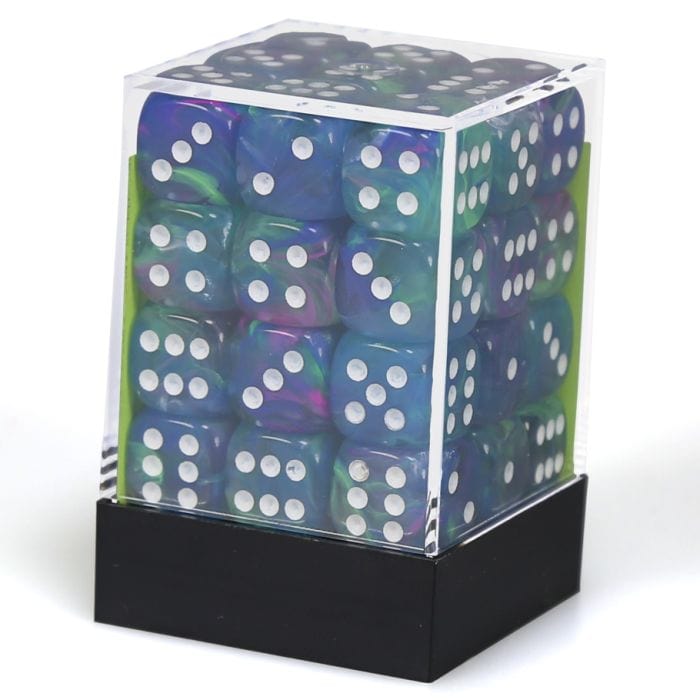 Chessex Manufacturing d6 Cube 12mm Festive Waterlily with White (36) - Lost City Toys