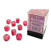 Chessex Manufacturing d6 Cube 12mm Ghostly Glow Pink with Silver (36) - Lost City Toys