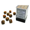 Chessex Manufacturing d6 Cube 12mm Glitter Gold with Silver (36) - Lost City Toys