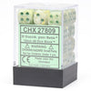 Chessex Manufacturing d6 Cube 12mm Marble Green with Dark Green (36) - Lost City Toys