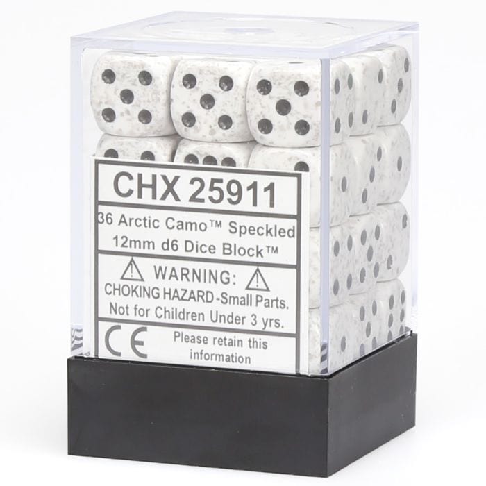 Chessex Manufacturing d6 Cube 12mm Speckled Arctic Camo (36) - Lost City Toys