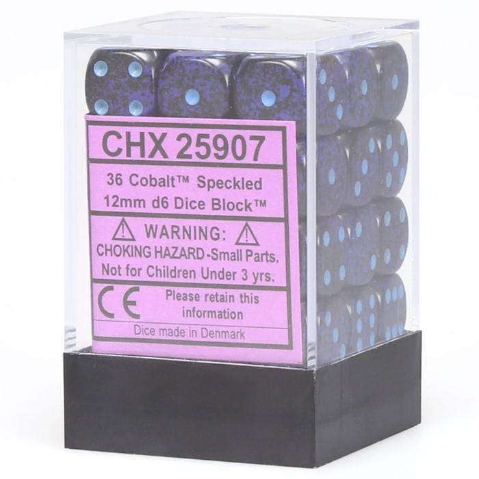 Chessex Manufacturing d6 Cube 12mm Speckled Cobalt (36) - Lost City Toys