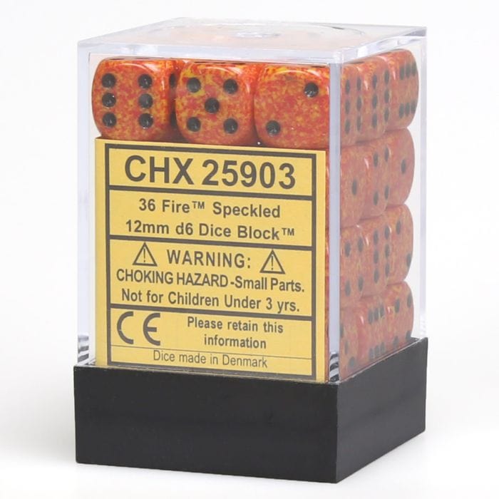 Chessex Manufacturing d6 Cube 12mm Speckled Fire (36) - Lost City Toys