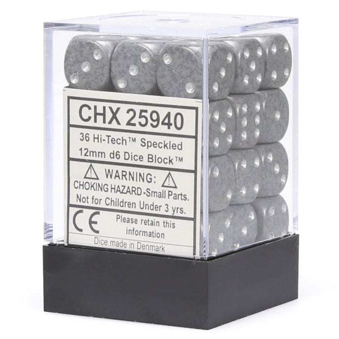 Chessex Manufacturing d6 Cube 12mm Speckled Hi - Tech (36) - Lost City Toys