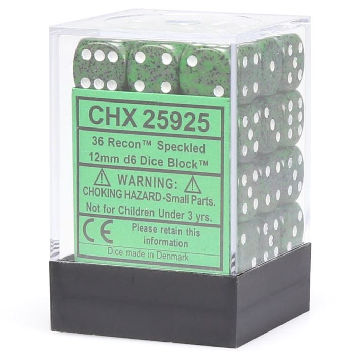 Chessex Manufacturing d6 Cube 12mm Speckled Recon (36) - Lost City Toys