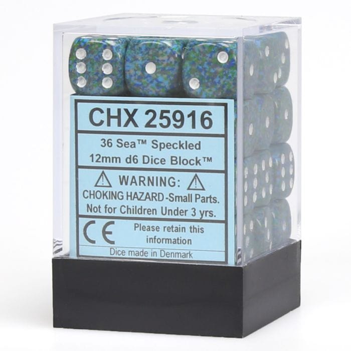 Chessex Manufacturing d6 Cube 12mm Speckled Sea (36) - Lost City Toys