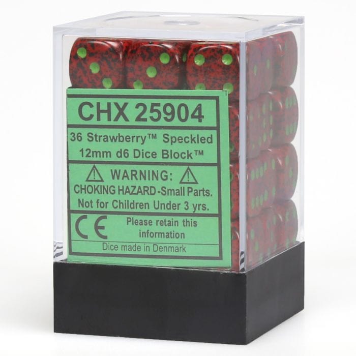 Chessex Manufacturing d6 Cube 12mm Speckled Strawberry (36) - Lost City Toys