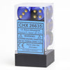 Chessex Manufacturing d6 Cube 16mm Gemini Black and Blue with Gold (12) - Lost City Toys