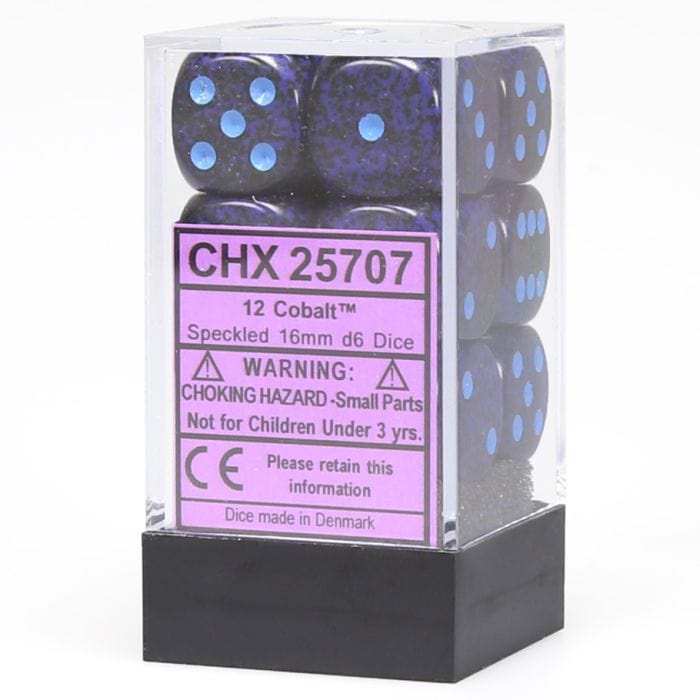 Chessex Manufacturing d6 Cube 16mm Speckled Cobalt (12) - Lost City Toys