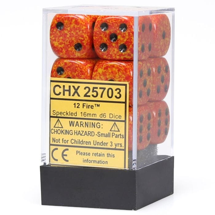 Chessex Manufacturing d6 Cube 16mm Speckled Fire (12) - Lost City Toys