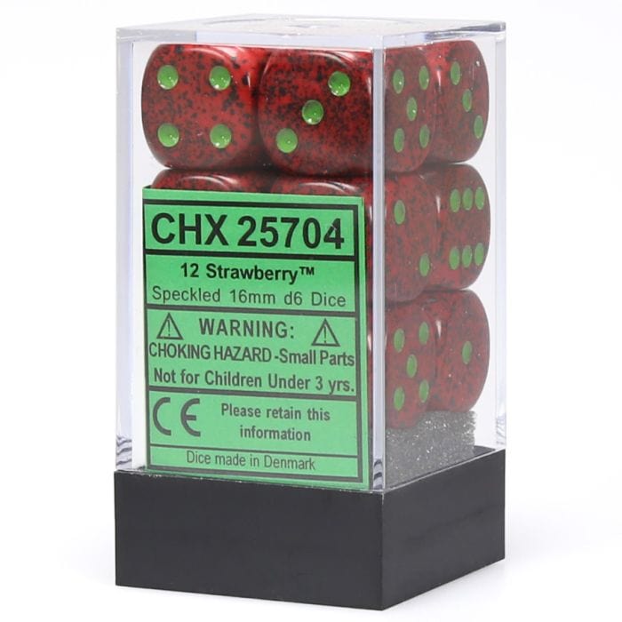 Chessex Manufacturing d6 Cube 16mm Speckled Strawberry (12) - Lost City Toys