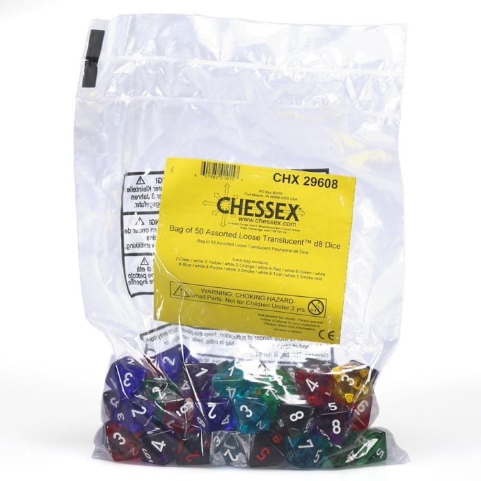 Chessex Manufacturing d8 Bag Translucent (50) - Lost City Toys